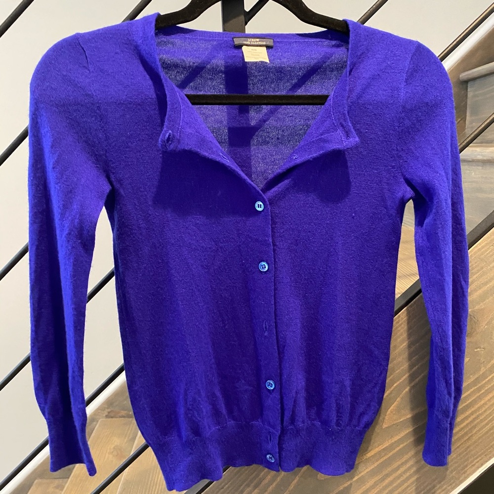 JCREW 100% cashmere indigo cardigan